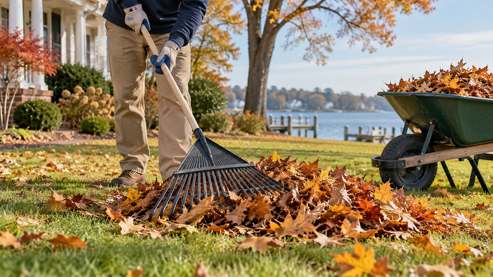 Seasonal yard cleanup service illustration