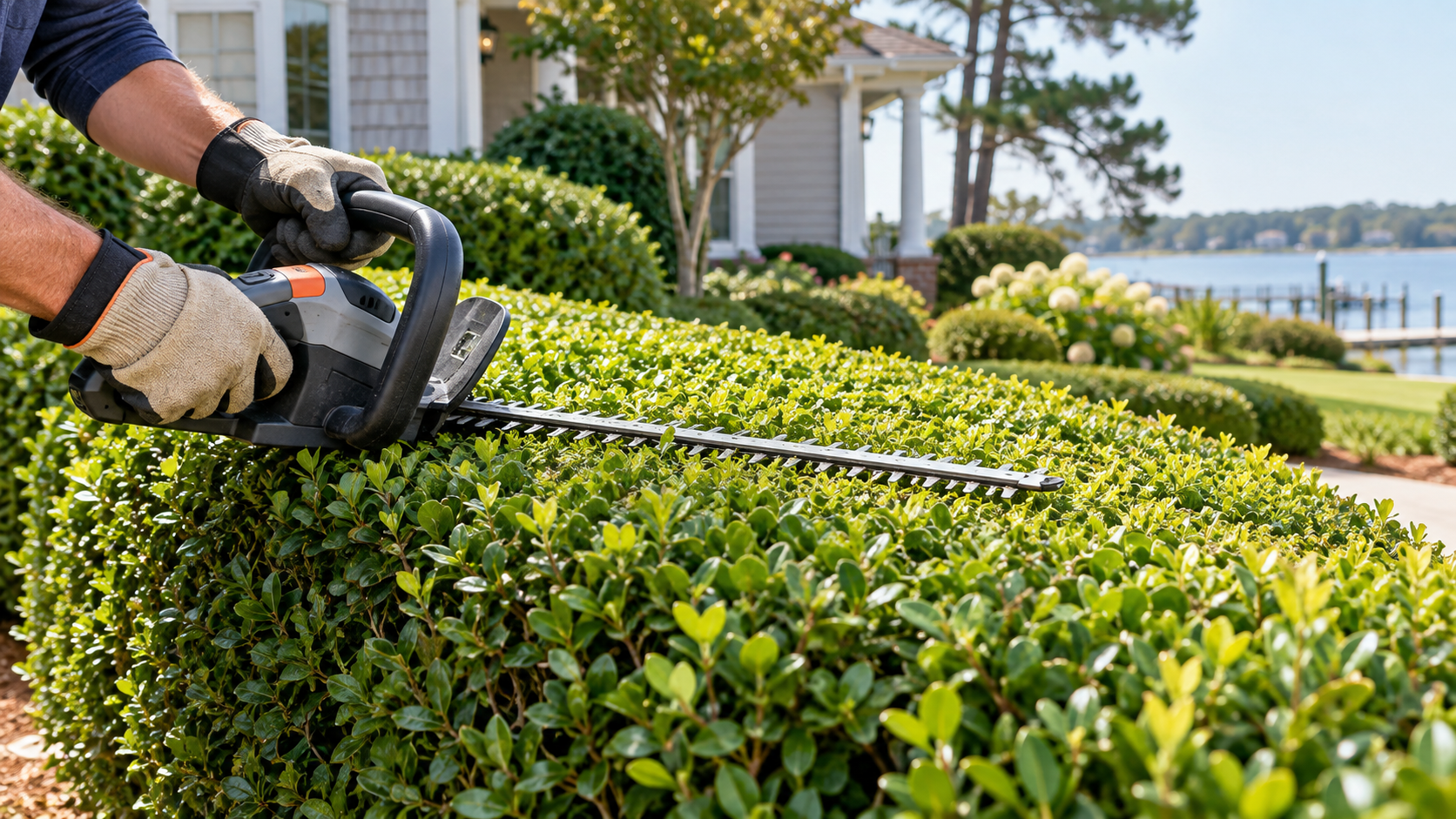 Hedge trimming service illustration